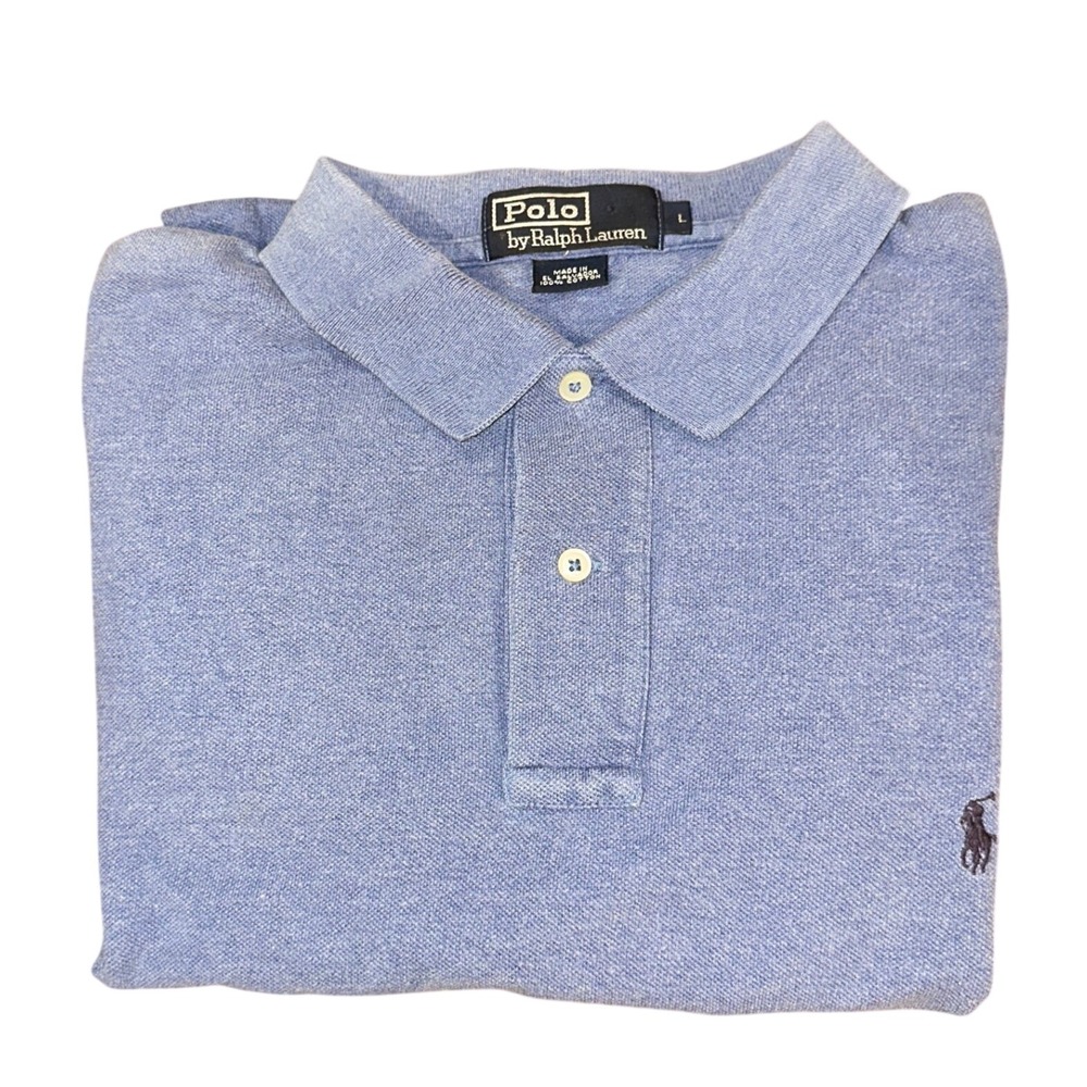 Polo Ralph Lauren Mens Polo Shirt Large Fits XL Light Blue Short Sleeve Cotton